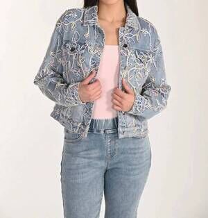 NEW FRANK LYMAN woven denim jacket in light blue
